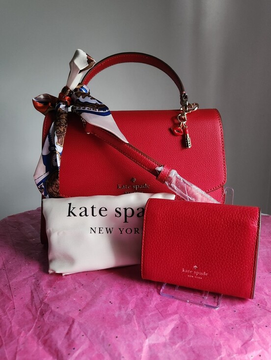 kate spade Handbags - Kate Spade Red Darcy Top Handle Satchel 5 pc set w/adjustable strap